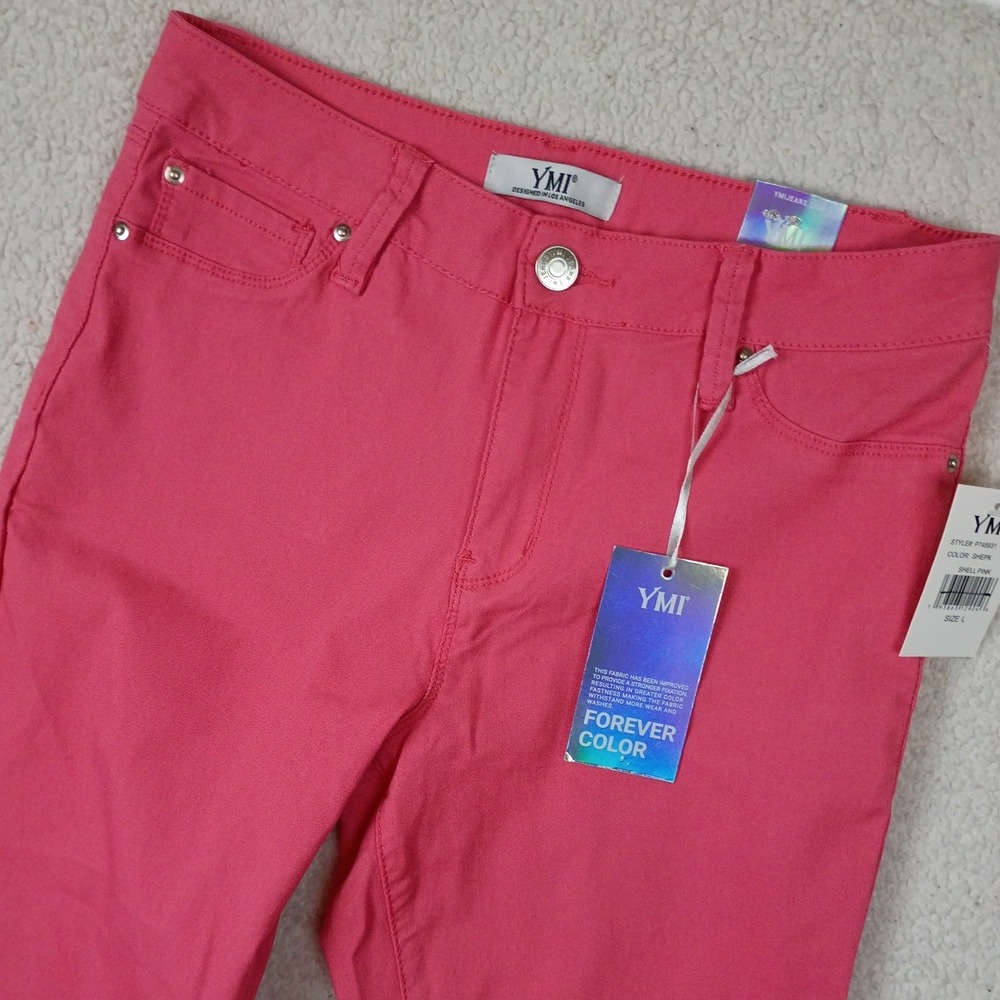 YMI Skinny Pants Women Size L 31X29 Shell Pink Forever Color Hyper Stretch - Picture 5 of 12
